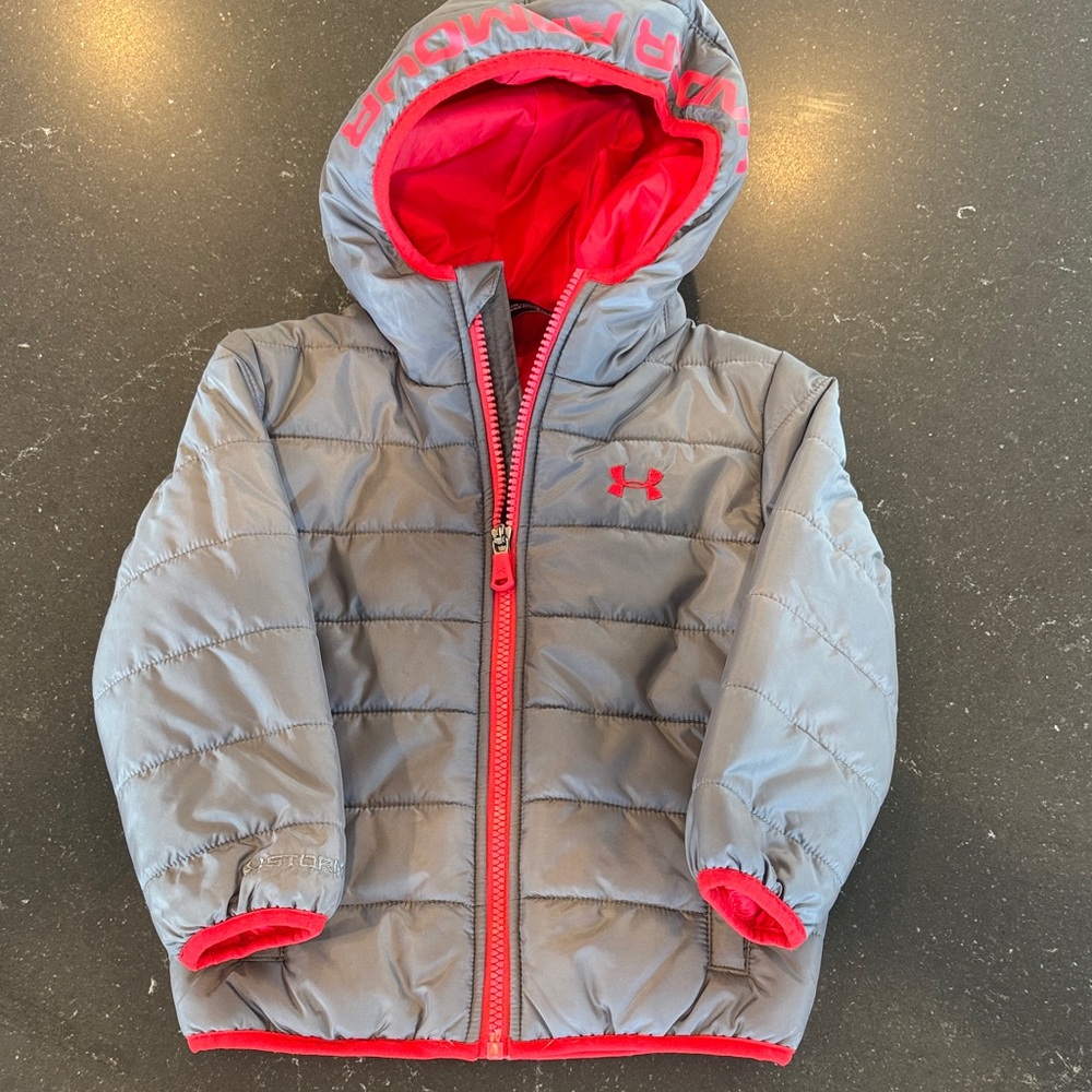 Boy Toddlers Under Armour Red and Gray ColdGear Jacket